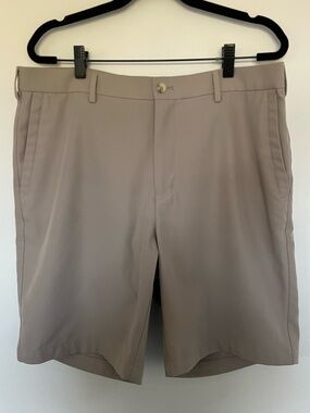 Peter Millar Taupe Flat-Front Performance Shorts